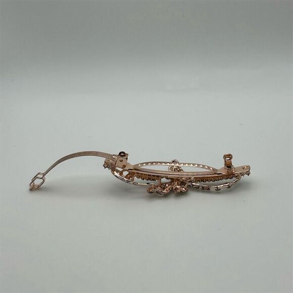 Rose Gold Tone Butterfly Crystal Rhinestone Hair Clip Barrette Party Accessory - Picture 9 of 9